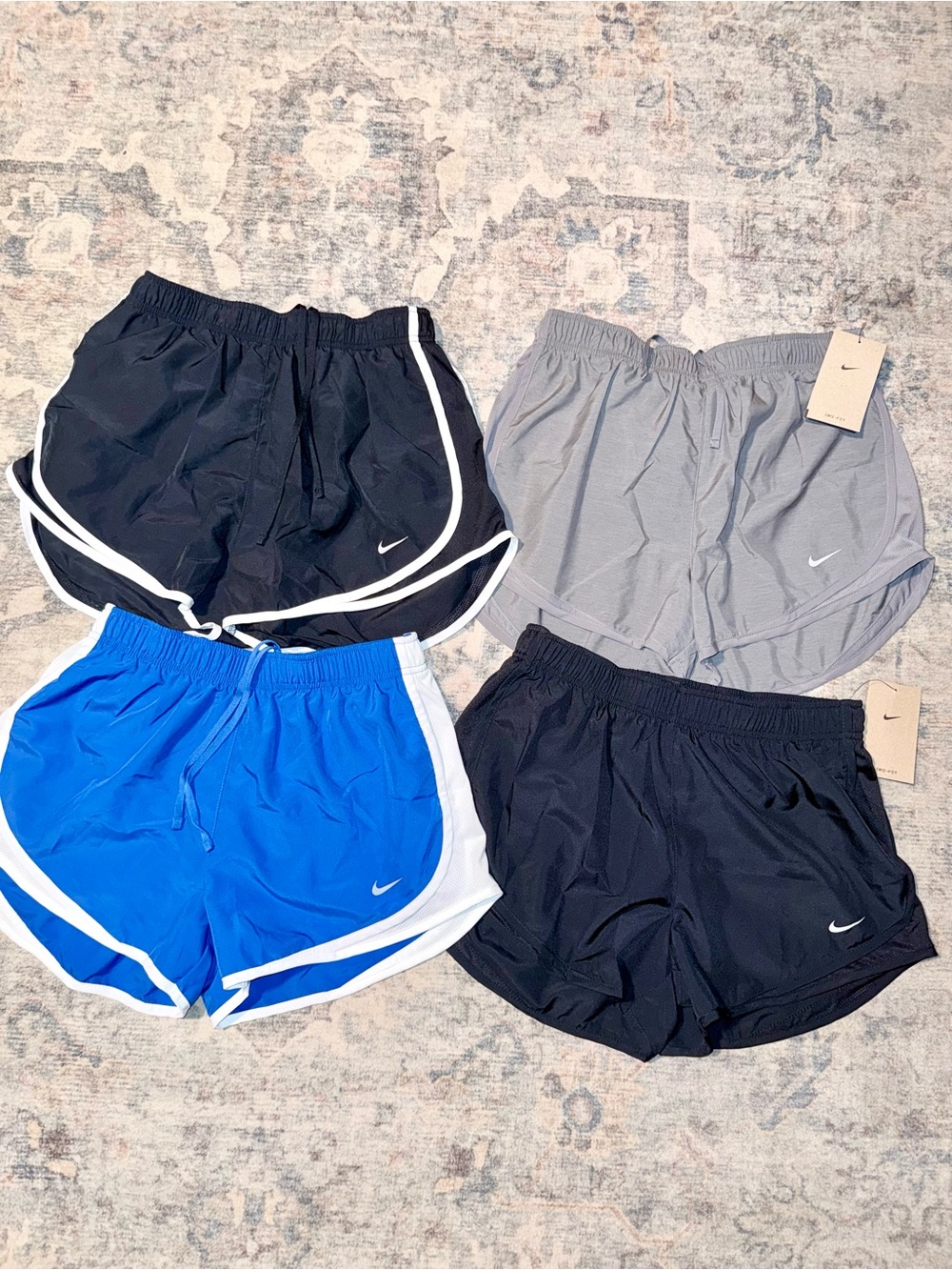 Nike Women’s Athletic Shorts Bundle - Black, Gray, Royal Blue, Black with white